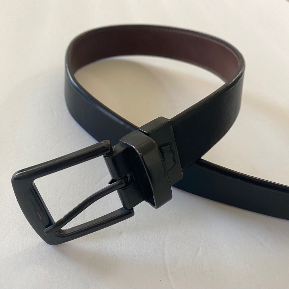 Levi Strauss Reversible Belt Black Brown Kids M 26-28 Vegan Leather Metal Buckle